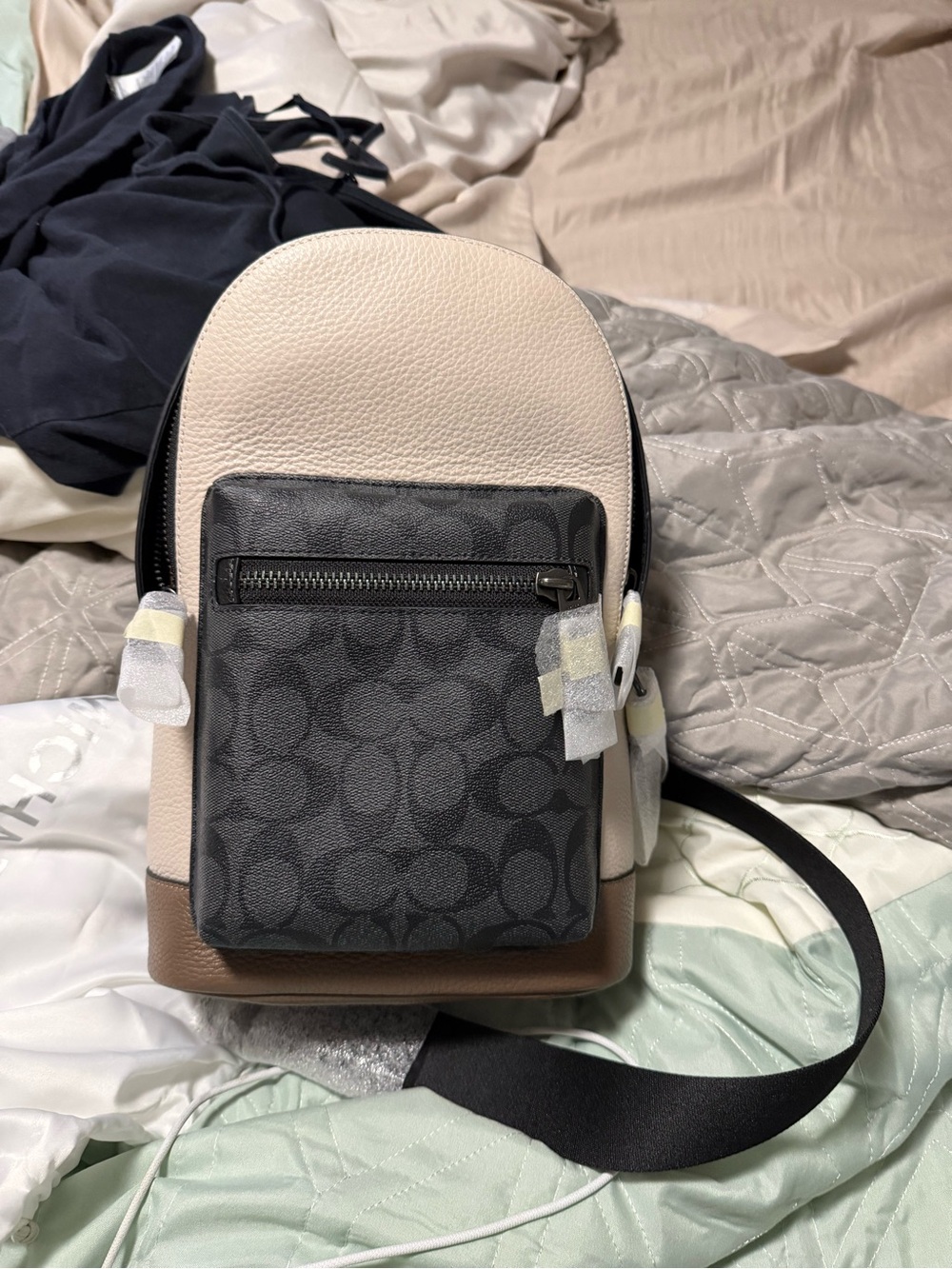 Coach Pebbled Leather Backpack in Black
